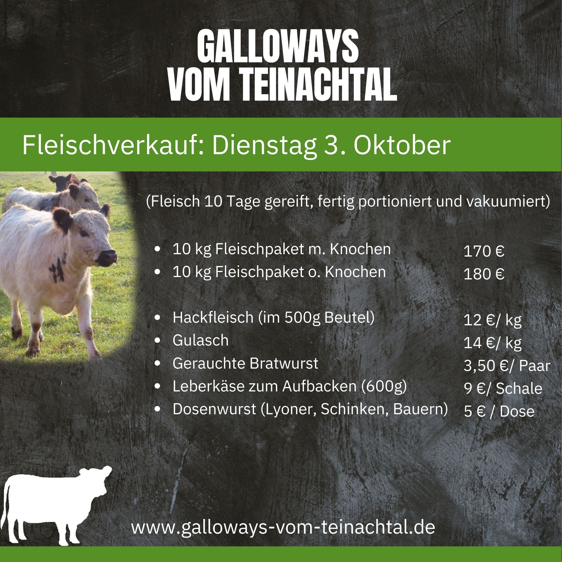 Galloway Fleisch kaufen in Baden-Württemberg, direkt vom Bauern. Regionales Rindfleisch / Galloway-Fleisch